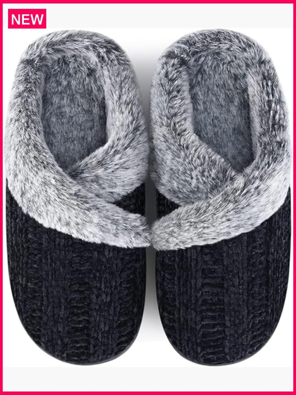 Fuzzy Fleece Lined Memory Foam Slippers for Women - Cozy Indoor Outdoor House
